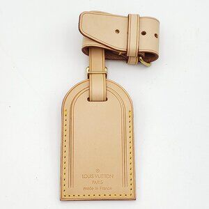 Louis Vuitton Natural Vachetta Leather Luggage Tag with Yellow Stitching